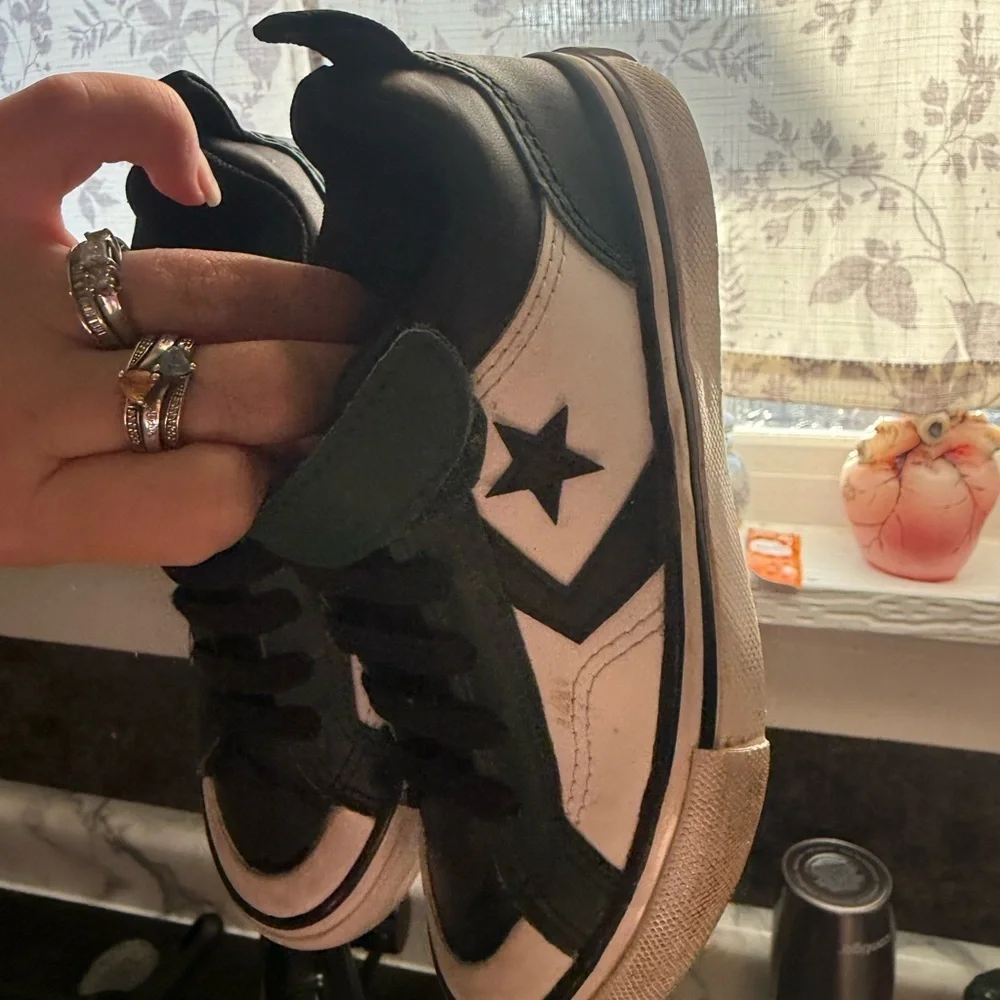 Converse Kids Black and White Sneakers with Star
